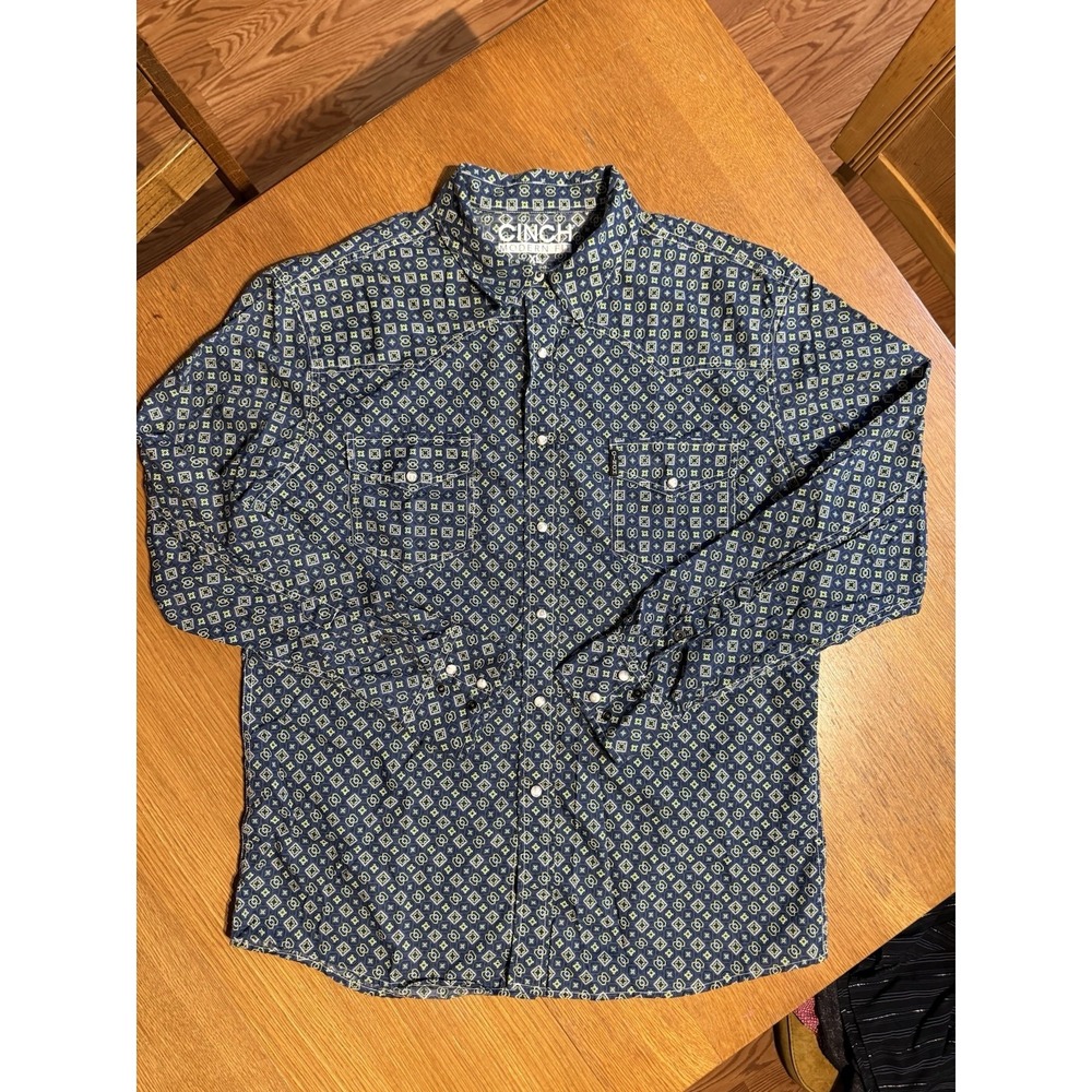 Cinch Western Shirt XL Modern Fit Snap Button Geometric Cowboy Rodeo - Picture 2 of 7